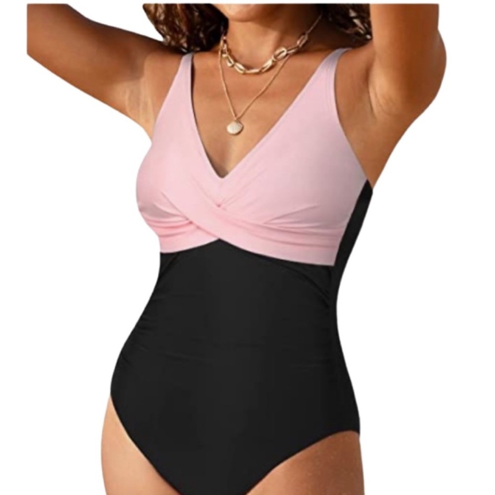 NWT Black and pink one piece bathing suit by Hilor.
